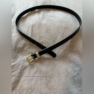 Nordstrom Black Leather Belt with Gold Buckle
